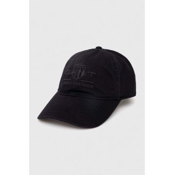 Gant șapcă de baseball din bumbac culoarea negru, cu imprimeu