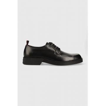 HUGO pantofi de piele Iker barbati, culoarea negru, 50503649