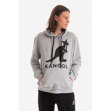 Kangol hanorac de bumbac culoarea negru, cu glugă, cu imprimeu KLEU001-99