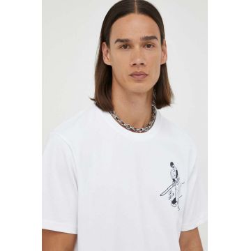 Les Deux tricou din bumbac culoarea alb, cu imprimeu