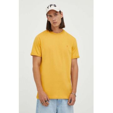 Les Deux tricou din bumbac culoarea galben, neted