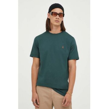 Les Deux tricou din bumbac culoarea verde, neted