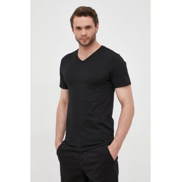 Lacoste tricou din bumbac 3-pack) culoarea negru, material uni TH3374-001