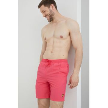 Lyle & Scott pantaloni scurti de baie barbati, culoarea roz, neted