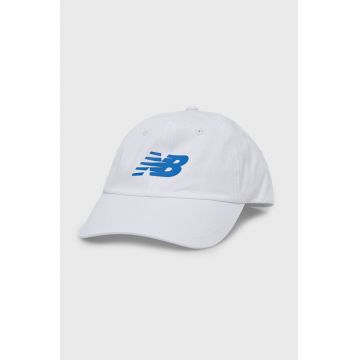 New Balance șapcă din bumbac LAH13010WT culoarea alb, cu imprimeu