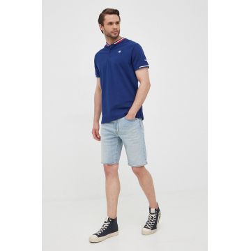 Pepe Jeans polo de bumbac Falcon culoarea albastru marin, cu imprimeu