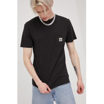 Quiksilver tricou din bumbac culoarea negru, neted