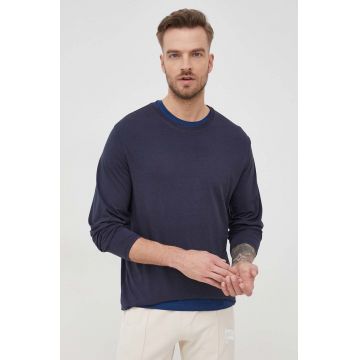 Resteröds longsleeve barbati, culoarea albastru marin, neted