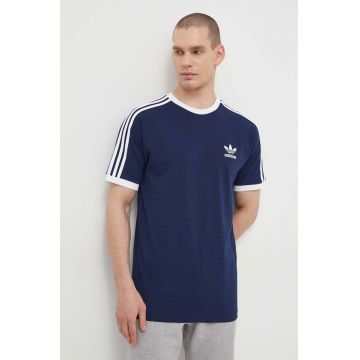 adidas Originals tricou din bumbac Adicolor Classics 3-Stripes culoarea bleumarin, cu imprimeu IA4850