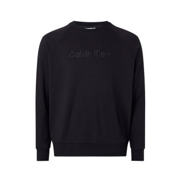 Bluza sport cu decolteu la baza gatului si logo brodat