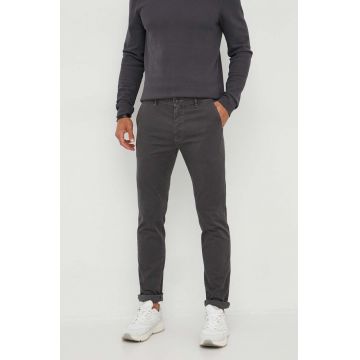 Boss Orange pantaloni BOSS ORANGE barbati, culoarea gri, cu fason chinos