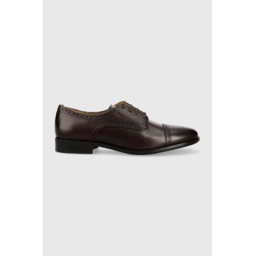 BOSS pantofi de piele Colby barbati, culoarea maro, 50498466