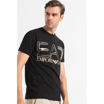 Tricou de bumbac cu imprimeu logo supradimensionat