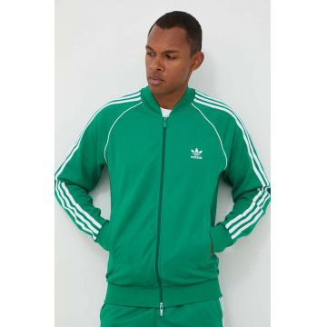 adidas Originals bluză Adicolor Classics  SST bărbați, culoarea verde, cu imprimeu IK3514