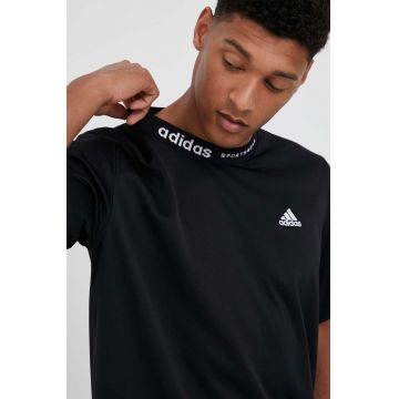 adidas tricou barbati, culoarea negru, cu imprimeu