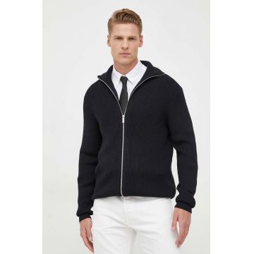 Armani Exchange cardigan din amestec de lana culoarea albastru marin