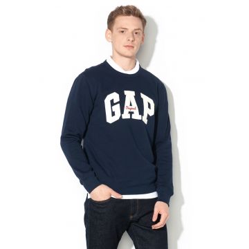 Bluza sport cu imprimeu logo si decolteu la baza gatului