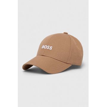BOSS șapcă de baseball din bumbac culoarea bej, cu imprimeu, 50495121