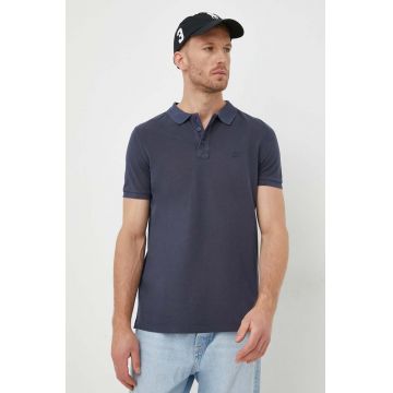 Joop! polo de bumbac culoarea albastru marin, neted