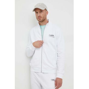 Karl Lagerfeld bluza barbati, culoarea alb, cu imprimeu
