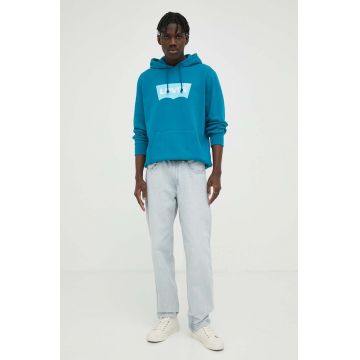 Levi's hanorac de bumbac barbati, cu glugă, cu imprimeu