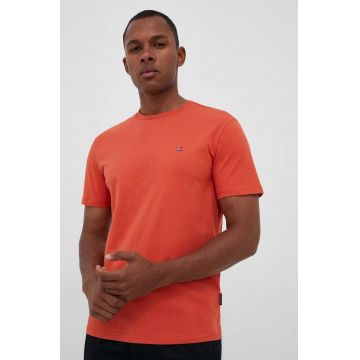 Napapijri tricou din bumbac culoarea portocaliu, neted