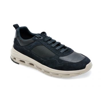Pantofi GEOX bleumarin, U36FQA, din material textil si piele naturala