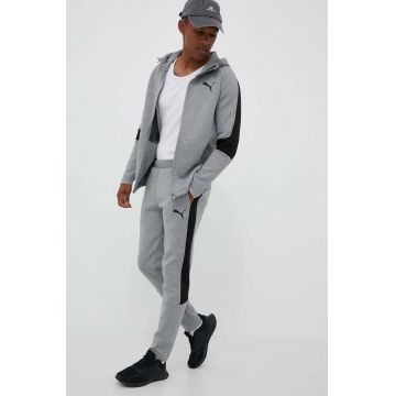 Puma pantaloni de antrenament culoarea gri, cu imprimeu