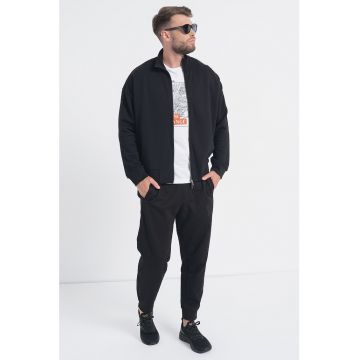 Bluza sport cu fermoar si maneci cazute