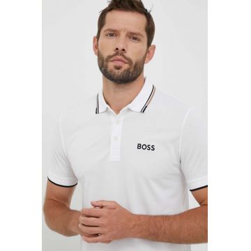 Boss Green tricou polo BOSS GREEN barbati, culoarea alb, cu imprimeu