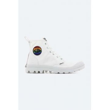 Palladium tenisi Pampa Smiley Pride culoarea alb