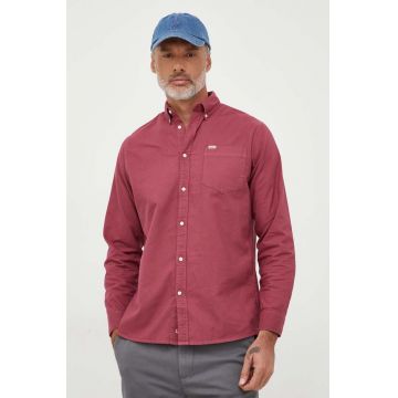 Pepe Jeans camasa din bumbac Fabio barbati, culoarea roz, cu guler button-down, regular