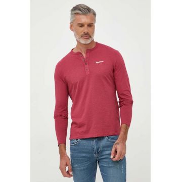 Pepe Jeans longsleeve din bumbac Wiltshire culoarea roz, neted