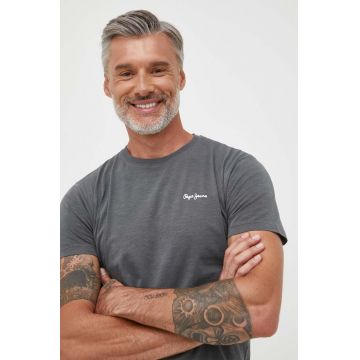 Pepe Jeans tricou din bumbac Wiltshire culoarea gri, cu imprimeu