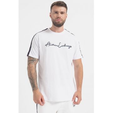 Tricou de bumbac cu logo brodat