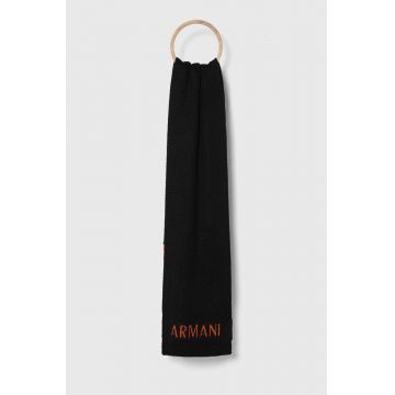 Armani Exchange esarfa din amestec de lana culoarea negru, modelator