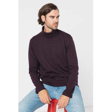 Bluza de bumbac cu guler inalt
