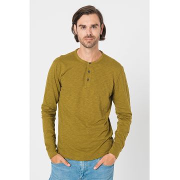 Bluza Henley de bumbac organic