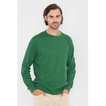 Bluza sport texturata cu decolteu la baza gatului