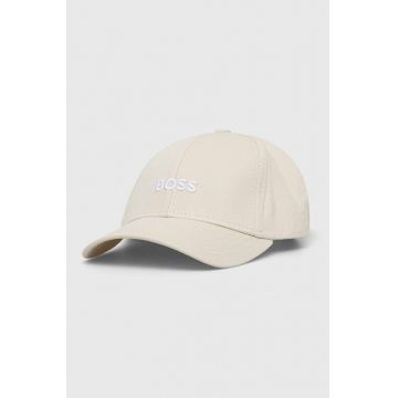 BOSS șapcă de baseball din bumbac culoarea alb, cu imprimeu