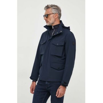 BOSS geaca barbati, culoarea albastru marin, de tranzitie