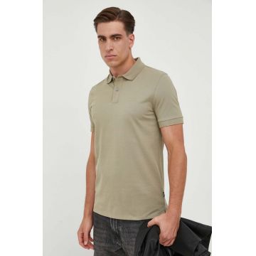 BOSS polo de bumbac culoarea verde, uni 50468301