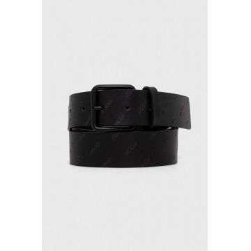 HUGO curea de piele barbati, culoarea negru