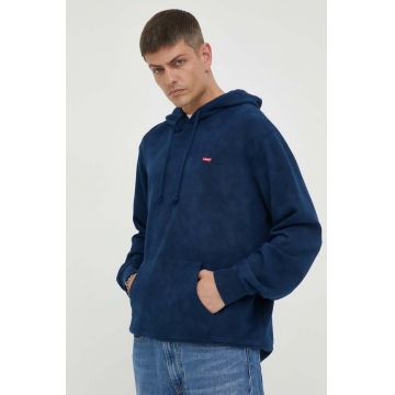 Levi's hanorac de bumbac barbati, culoarea albastru marin, cu glugă, melanj