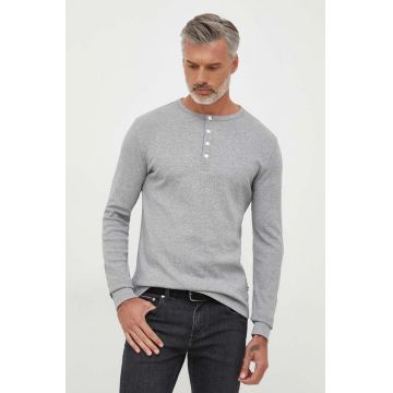 Lindbergh longsleeve din bumbac culoarea gri, melanj