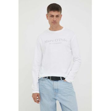 Marc O'Polo longsleeve din bumbac culoarea alb, cu imprimeu