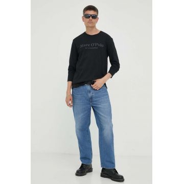 Marc O'Polo longsleeve din bumbac culoarea negru, cu imprimeu