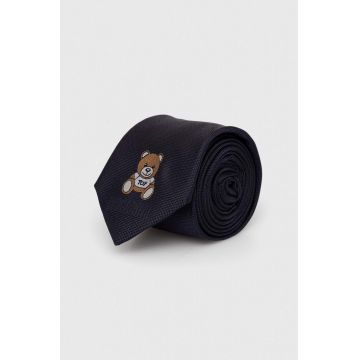 Moschino cravata de matase culoarea albastru marin