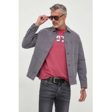 Pepe Jeans geaca jeans Blaine barbati, culoarea gri, de tranzitie