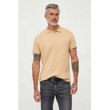 Pepe Jeans polo de bumbac Lisson culoarea bej, neted